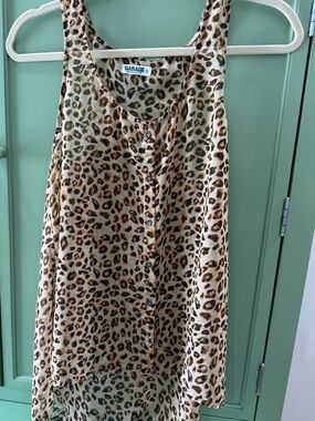 Garage Leopard-Print High-Low Skirt in Brown and Cream
